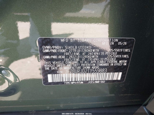 2026 SUBARU OUTBACK TOURING XT 9