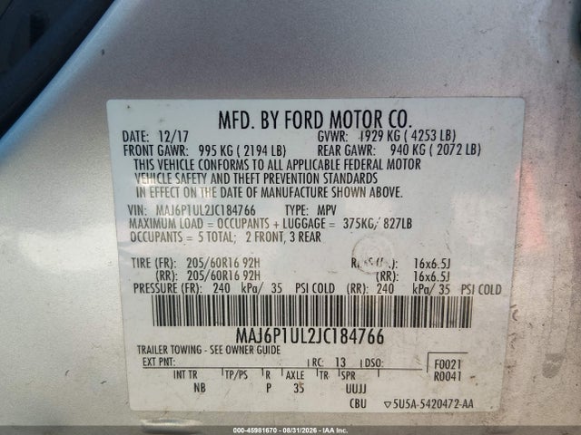2018 FORD ECOSPORT SE 9