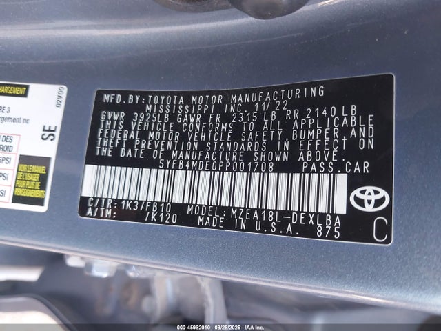 2023 TOYOTA COROLLA LE 9