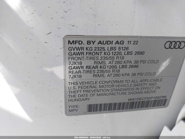 2023 AUDI Q3 PREMIUM 45 TFSI S LINE QUATTRO TIPTRONIC 9