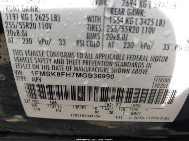 2021 FORD EXPLORER LIMITED 9