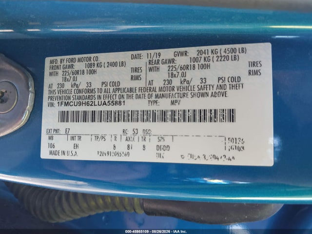 2020 FORD ESCAPE SEL 9