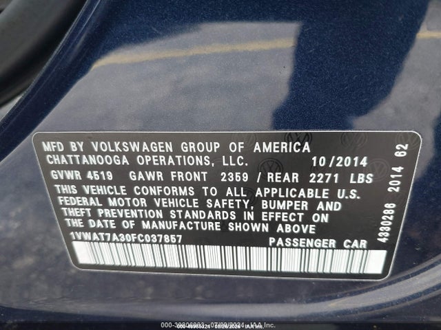 صورة 9 لـ 2015 Volkswagen PASSAT 1.8T WOLFSBURG EDITION