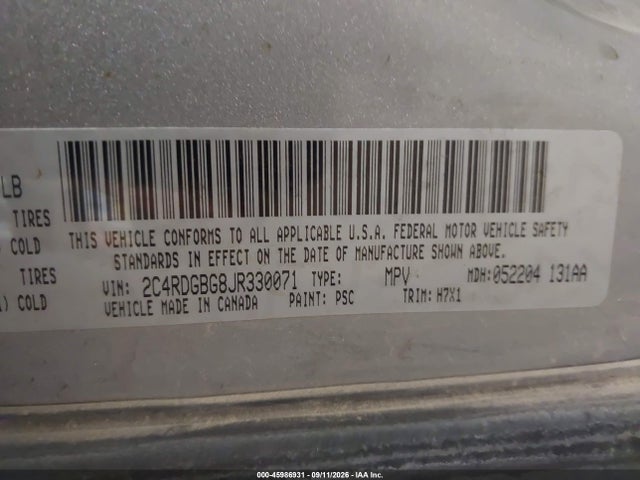 2018 DODGE GRAND CARAVAN SE 9