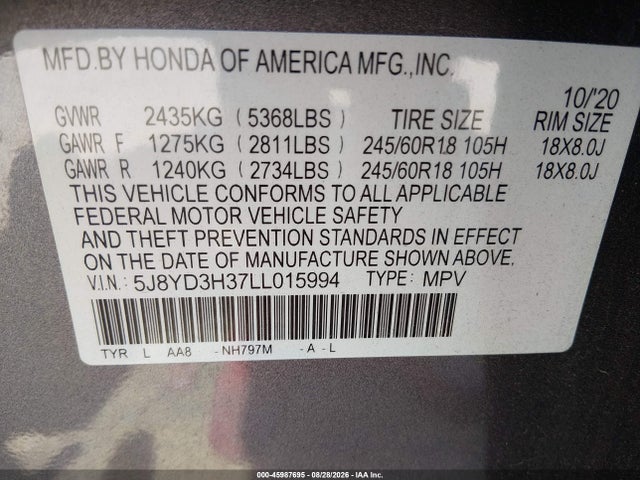 2020 ACURA MDX STANDARD 9