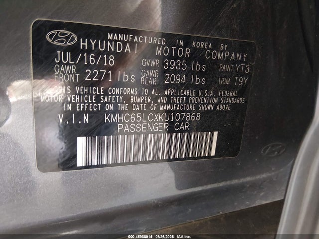 2019 HYUNDAI IONIQ HYBRID BLUE 9