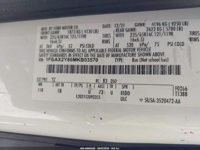 2021 FORD TRANSIT-350 PASSENGER VAN XL 9