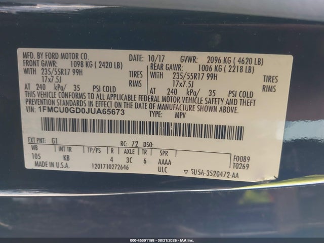 2018 FORD ESCAPE SE 9