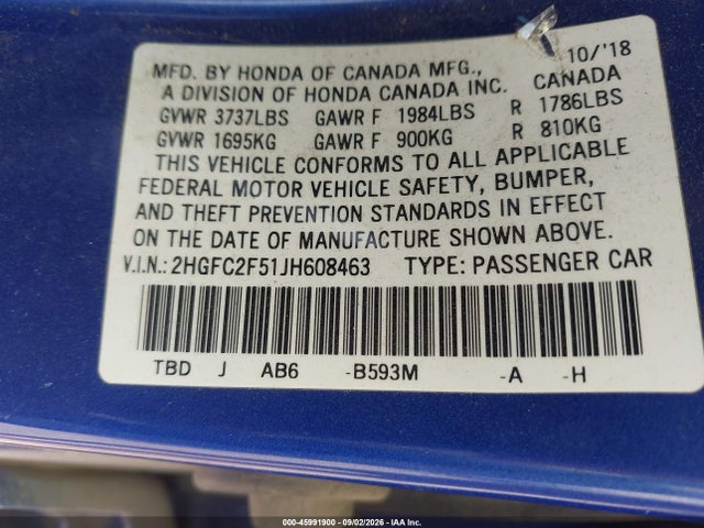 2018 HONDA CIVIC LX 9
