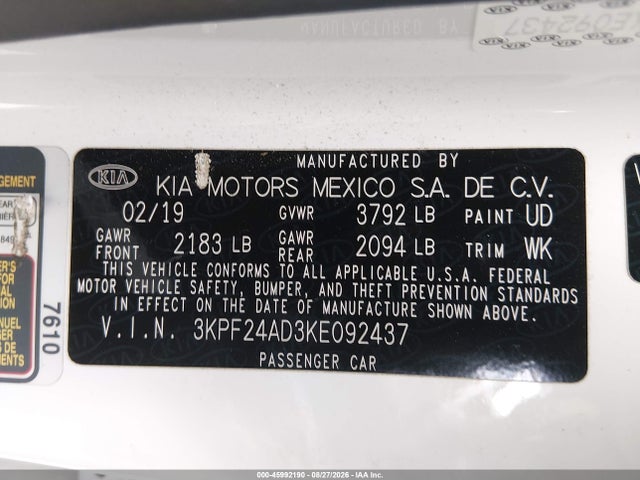 صورة 9 لـ 2019 KIA FORTE LXS