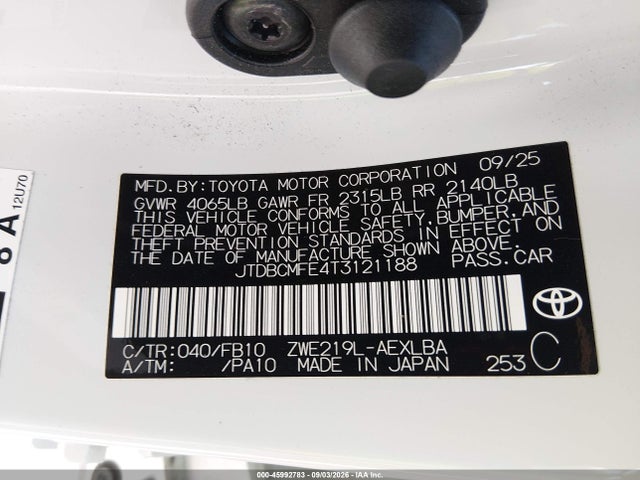 2026 TOYOTA COROLLA HYBRID HYBRID LE 9