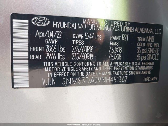 2022 HYUNDAI SANTA FE SEL 9