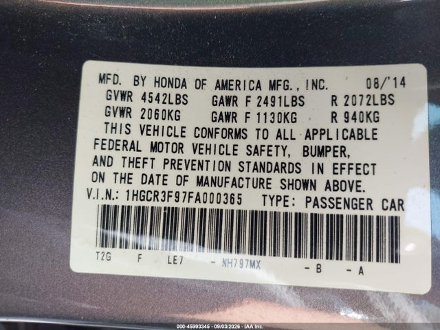 2015 Honda ACCORD TOURING — фото 9
