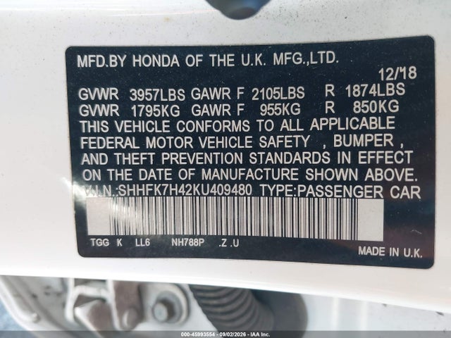 صورة 9 لـ 2019 Honda CIVIC SPORT