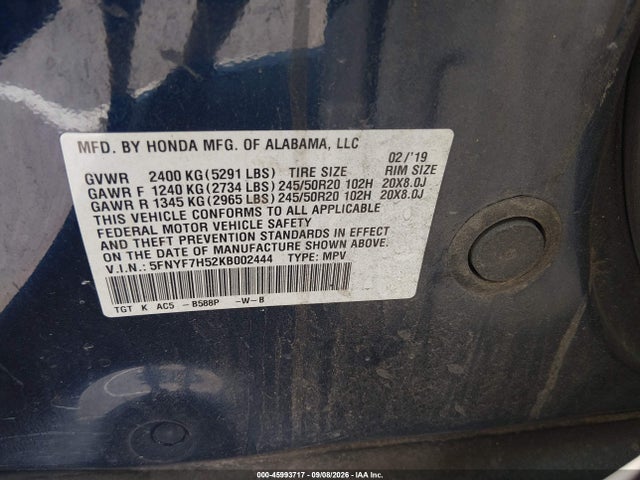 2019 HONDA PASSPORT EX-L 9