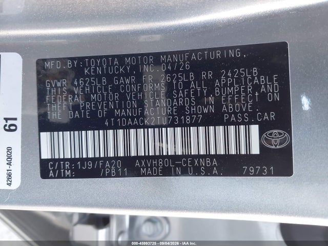 2026 TOYOTA CAMRY LE 9