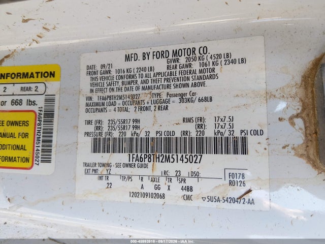 2021 FORD MUSTANG ECOBOOST FASTBACK 9