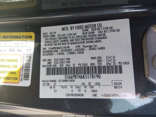 2019 FORD MUSTANG ECOBOOST 9