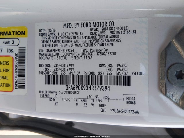 2017 FORD FUSION TITANIUM 9