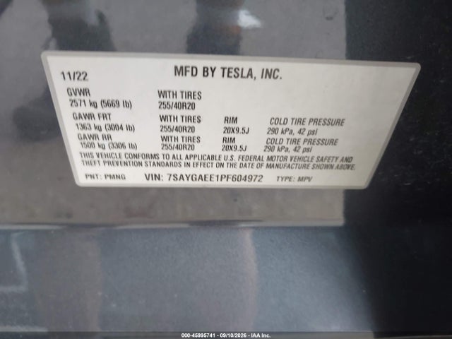 2023 TESLA MODEL Y AWD/LONG RANGE DUAL MOTOR ALL-WHEEL DRIVE 9