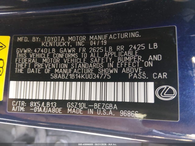 2019 LEXUS ES 350 LUXURY 9