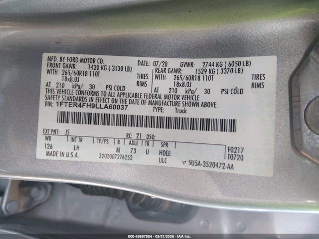 2020 FORD RANGER XLT 9
