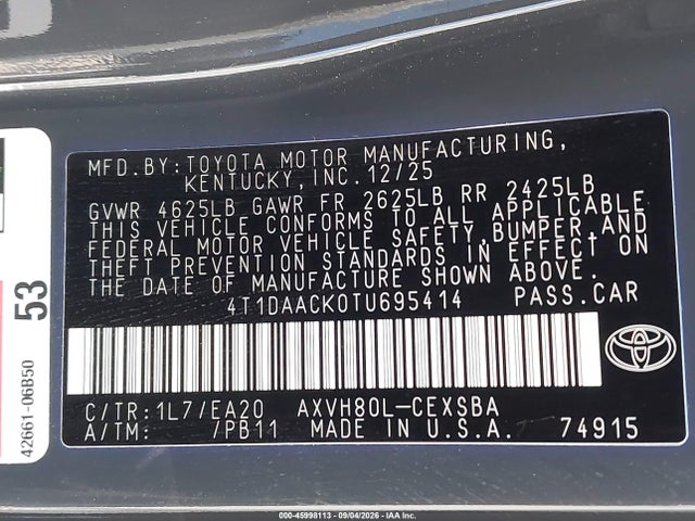 2026 TOYOTA CAMRY SE 9