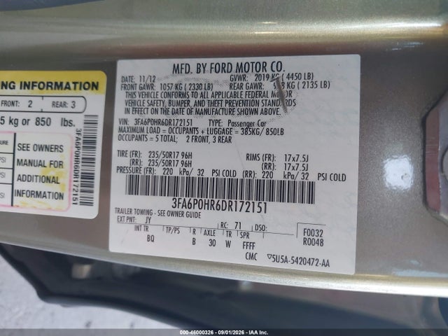 2013 FORD FUSION SE 照片 9