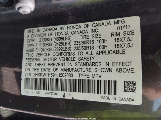 2017 HONDA CR-V EX 9