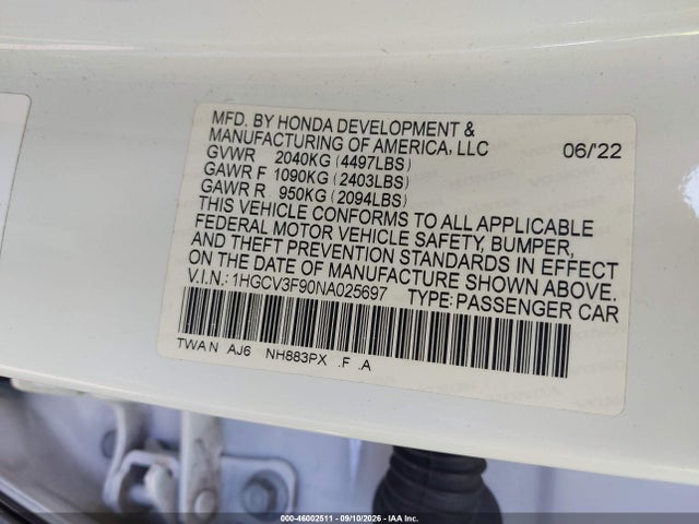 2022 HONDA ACCORD HYBRID TOURING 9