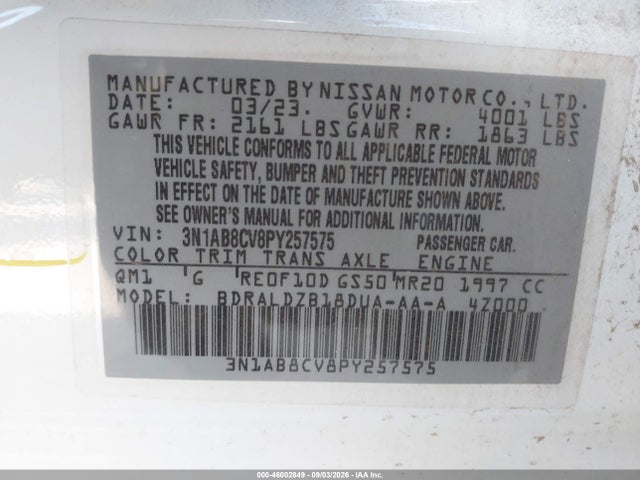 2023 NISSAN SENTRA SV XTRONIC CVT 9