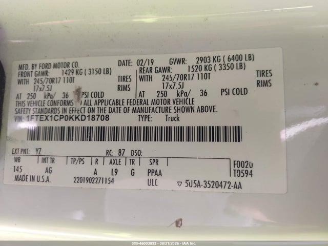 2019 FORD F-150 XL 9