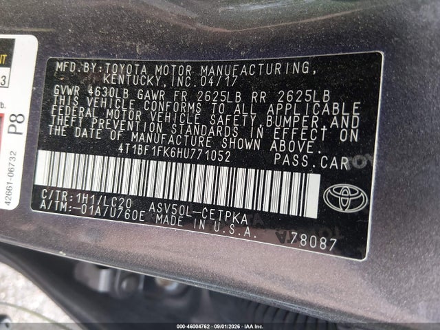 2017 TOYOTA CAMRY XSE 9