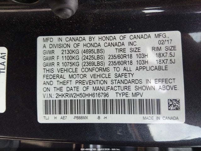 2017 HONDA CR-V EX 9