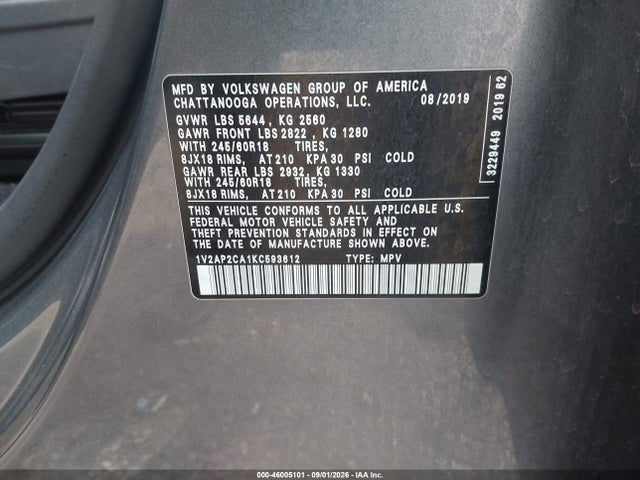 2019 VOLKSWAGEN ATLAS 2.0T S 9