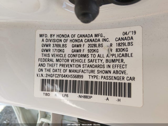 2019 HONDA CIVIC LX 9