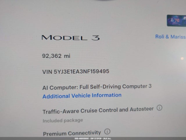 2022 TESLA MODEL 3 REAR-WHEEL DRIVE 15