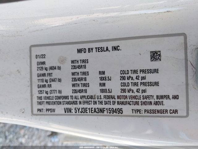 2022 TESLA MODEL 3 REAR-WHEEL DRIVE 9