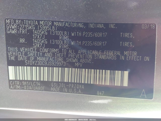 2018 TOYOTA SIENNA XLE 8 PASSENGER 9