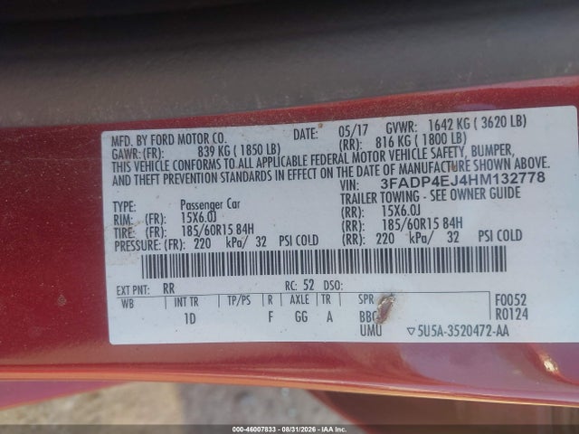 2017 FORD FIESTA SE 9