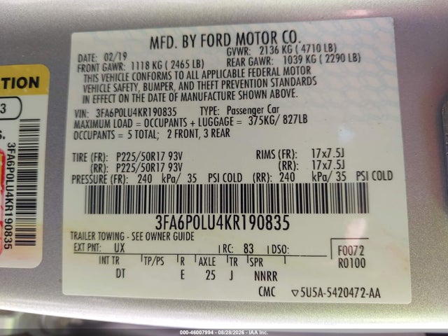 2019 FORD FUSION HYBRID SE 9