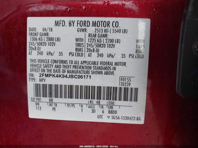 2018 FORD EDGE TITANIUM 9