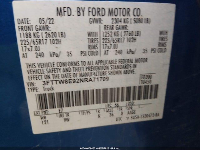 2022 FORD MAVERICK XL 9