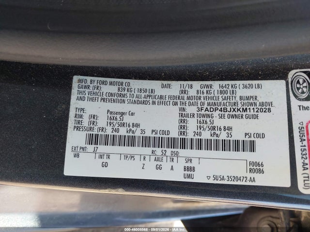 2019 FORD FIESTA SE 9