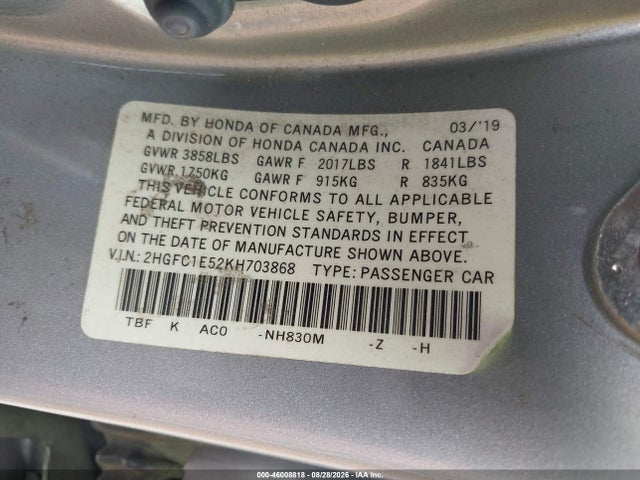 2019 HONDA CIVIC SI 9