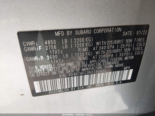 2022 SUBARU OUTBACK PREMIUM 9