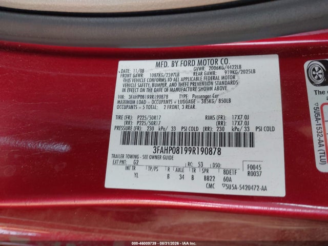 صورة 9 لـ 2009 FORD FUSION SEL