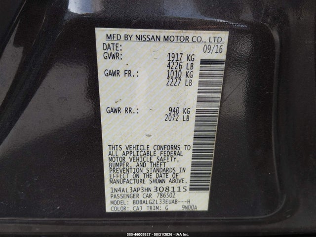 2017 NISSAN ALTIMA 2.5 S 9