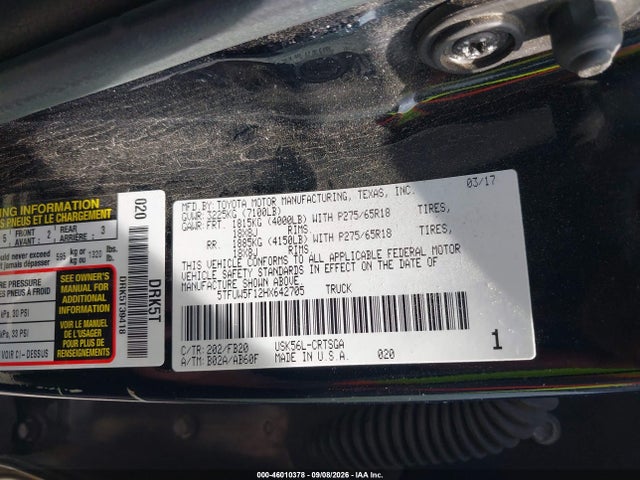 2017 TOYOTA TUNDRA SR5 5.7L V8 9