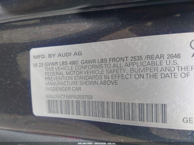 2023 AUDI A5 SPORTBACK PREMIUM PLUS 45 TFSI S LINE QUATTRO S TRONIC 9